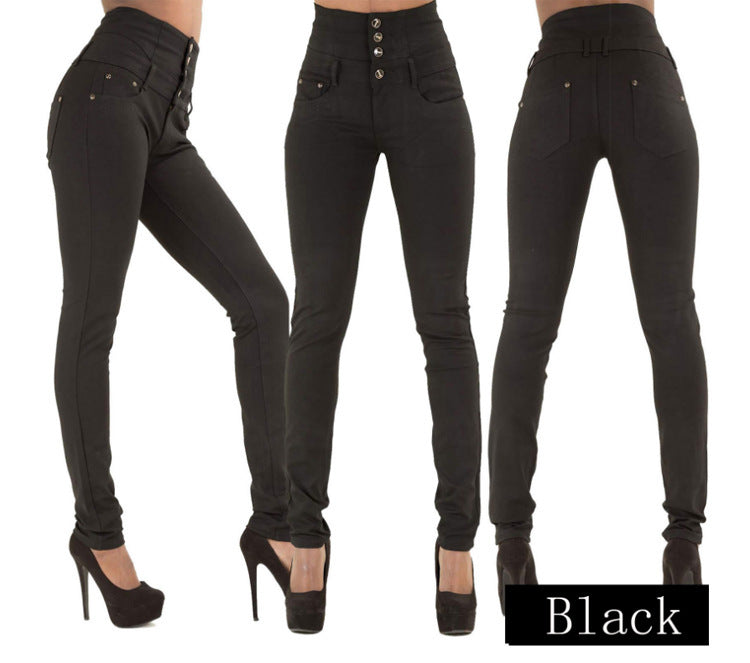 Fashion Women Pencil Elastic High Waist Jeans